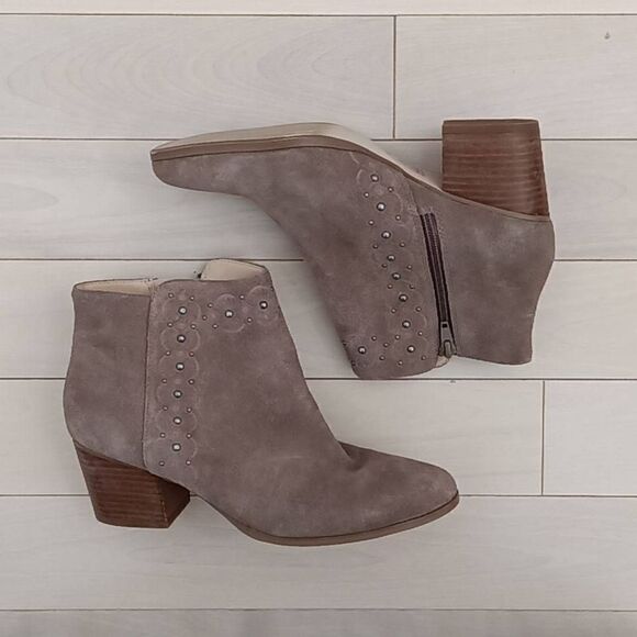 Sole Society Women's Suede Stud-Embellished Side Zipper Ankle Boots Brown Size 8 - Picture 1 of 6